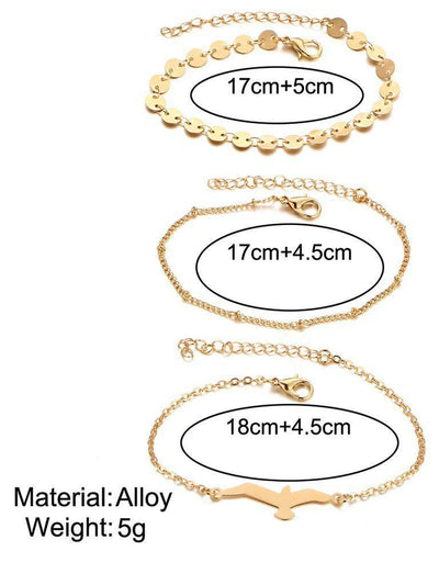 Bird & Sequin Design Chain Bracelet Set--Des Mess