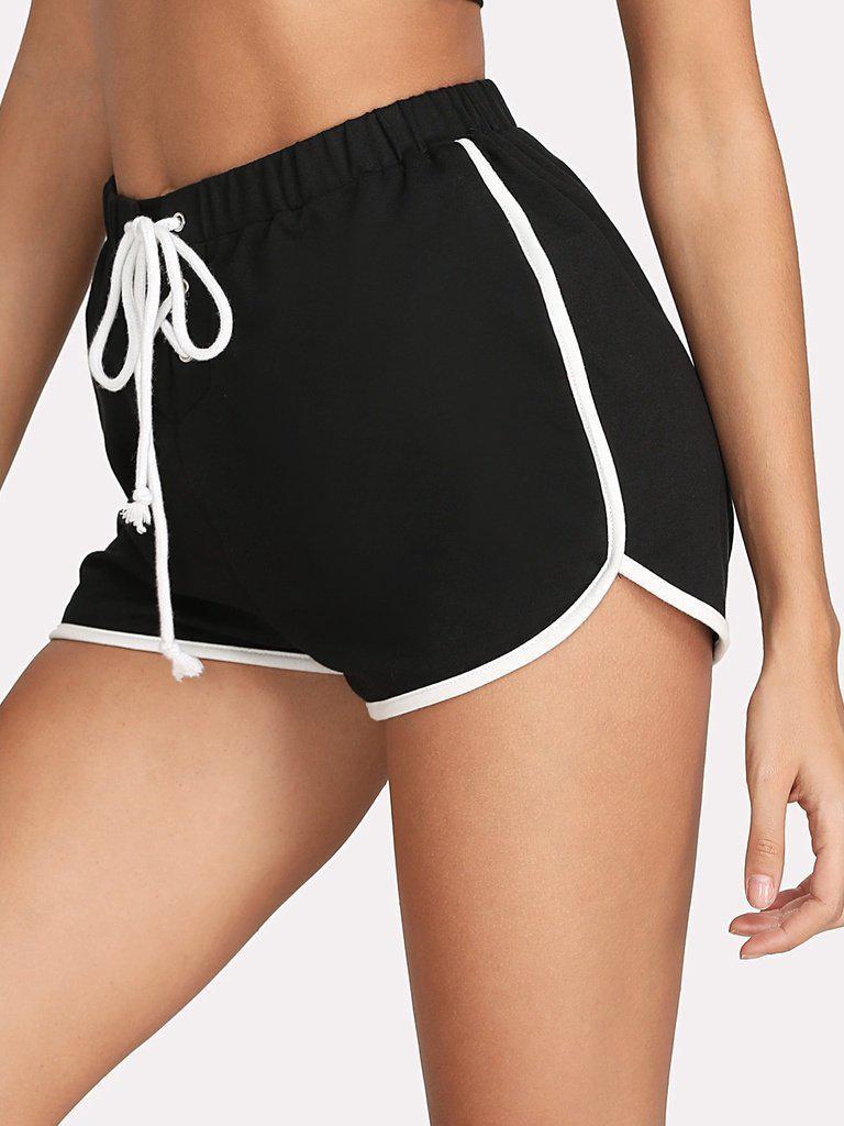 Contrast Binding Drawstring Sleep Shorts-loungewear-Des Mess