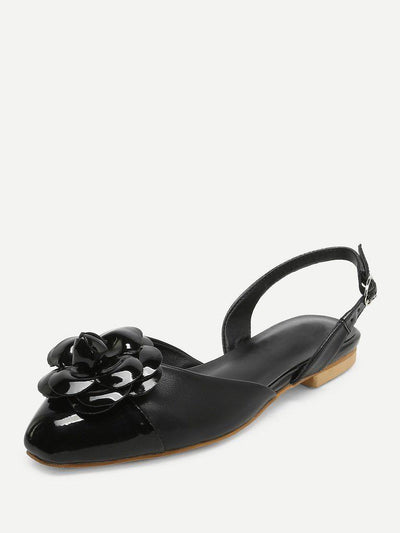 Flower Decorated Slingback Flats-shoes-Des Mess