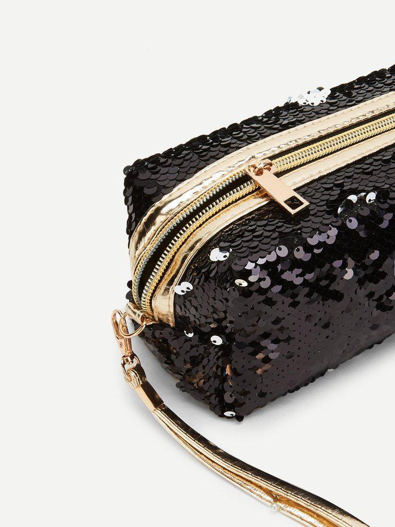 Sequin Makeup Bag With Wristlet-makeup-Des Mess