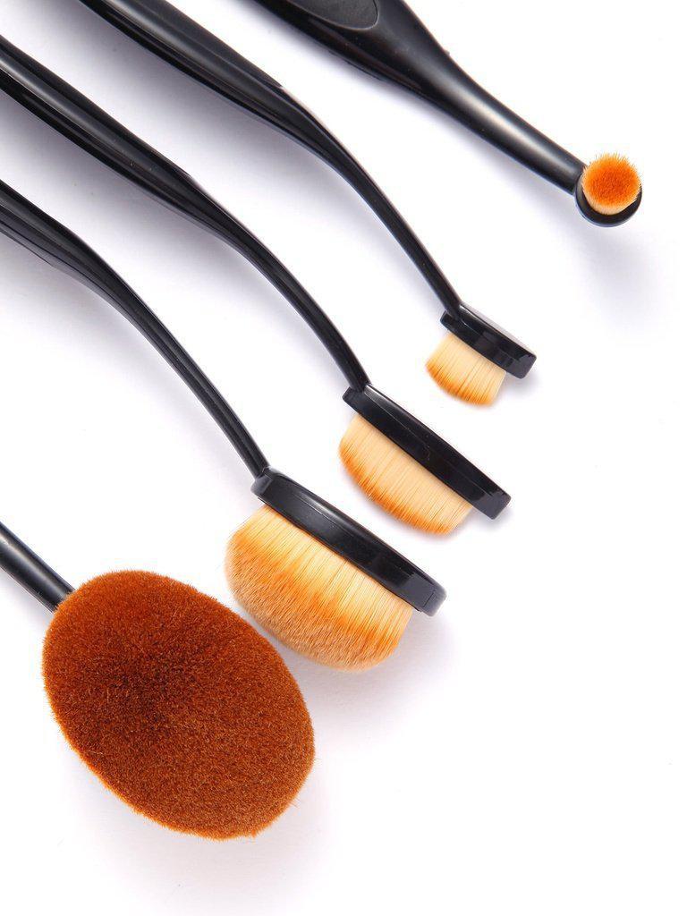 Black 5PCS Oval Makeup Brush Set-makeup-Des Mess