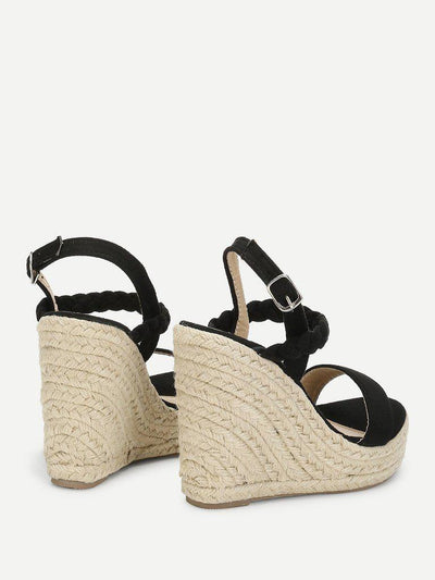Woven Strap Platform Wedge Sandals-shoes-Des Mess