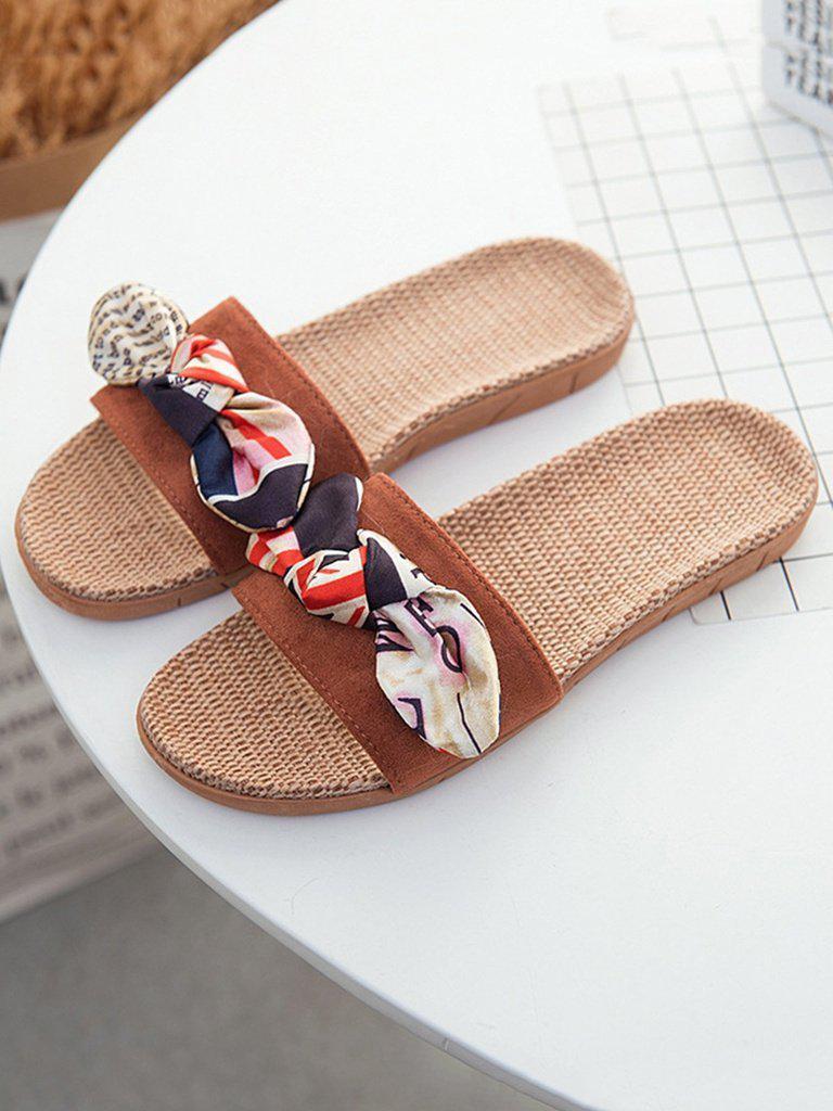 Contrast Bow Flat Sliders-shoes-Des Mess