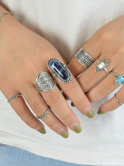 8Pcs/Set Stone Set Jewelry Ring-jewelry-Des Mess