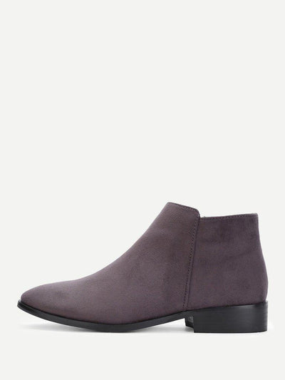 Side Zipper Suede Flat Boots-shoes-Des Mess