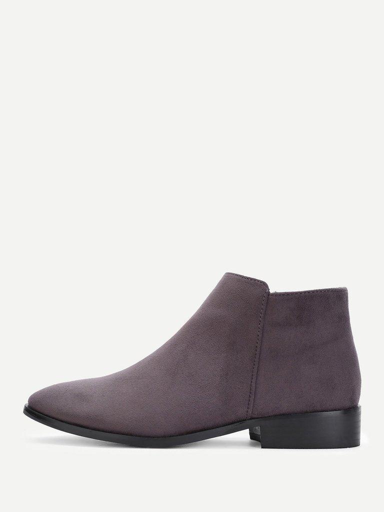 Side Zipper Suede Flat Boots-shoes-Des Mess