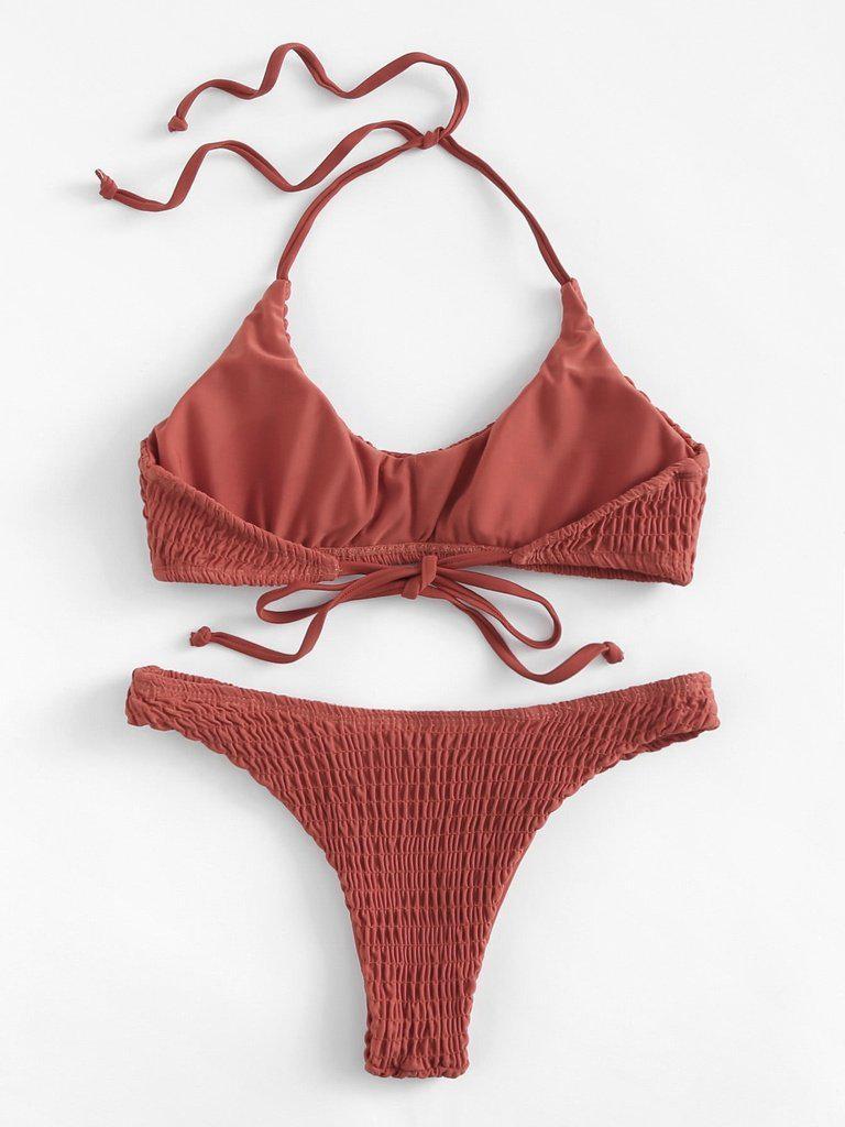 Shirred Halter Bikini Set--Des Mess