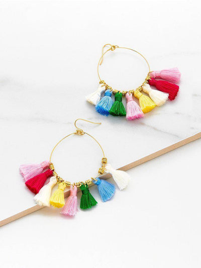 Mini Tassel Hoop Earrings-jewelry-Des Mess
