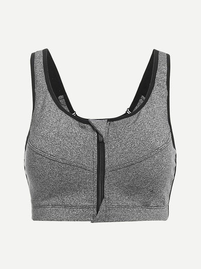 Zipper Front Sports Bra-sportswear-Des Mess