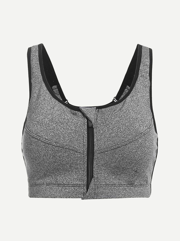 Zipper Front Sports Bra-sportswear-Des Mess