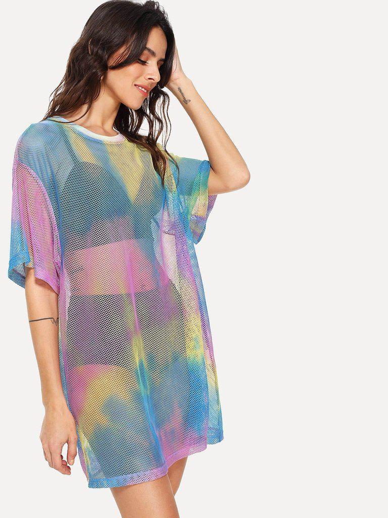 Pastel Tie Dye Mesh Dress-sportswear-Des Mess
