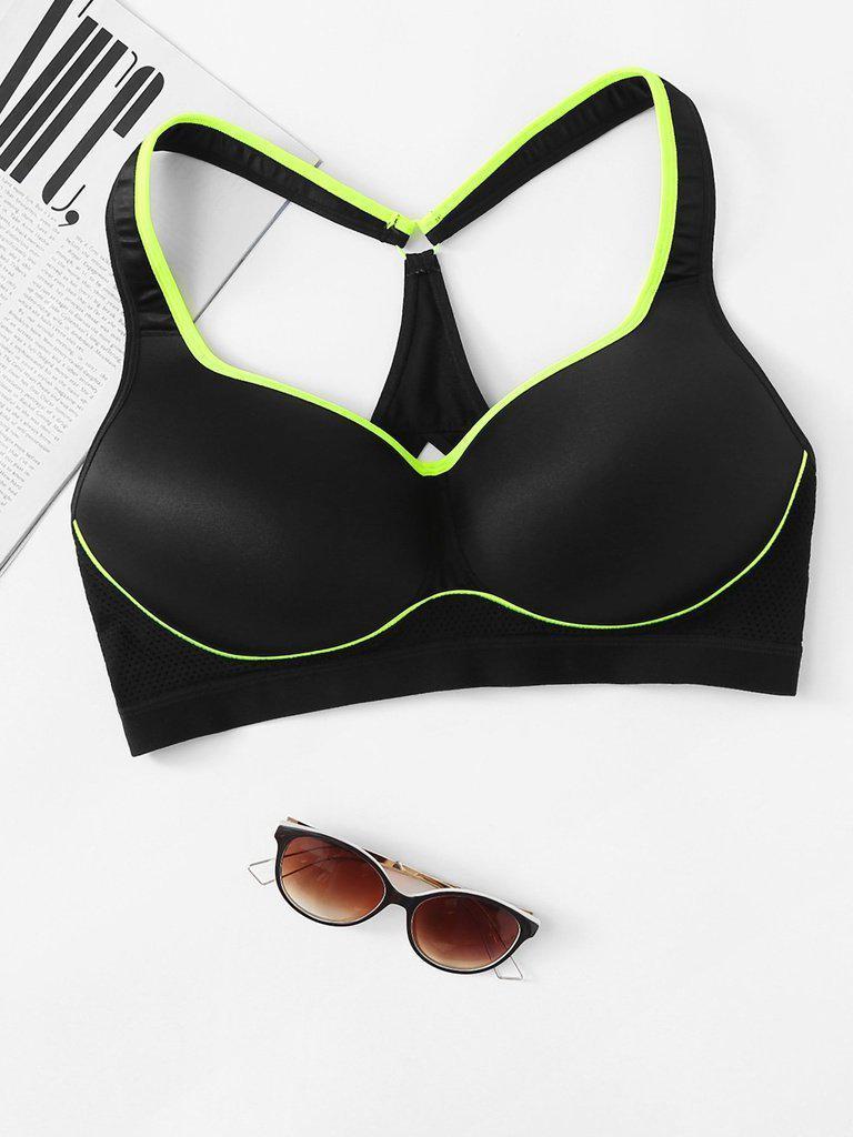 Contrast Piping Sports Bra-sportswear-Des Mess