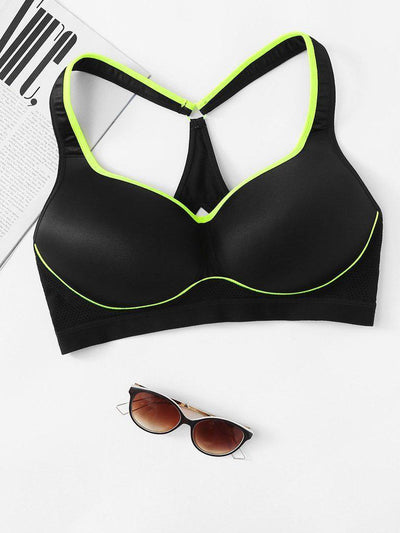 Contrast Piping Sports Bra-sportswear-Des Mess