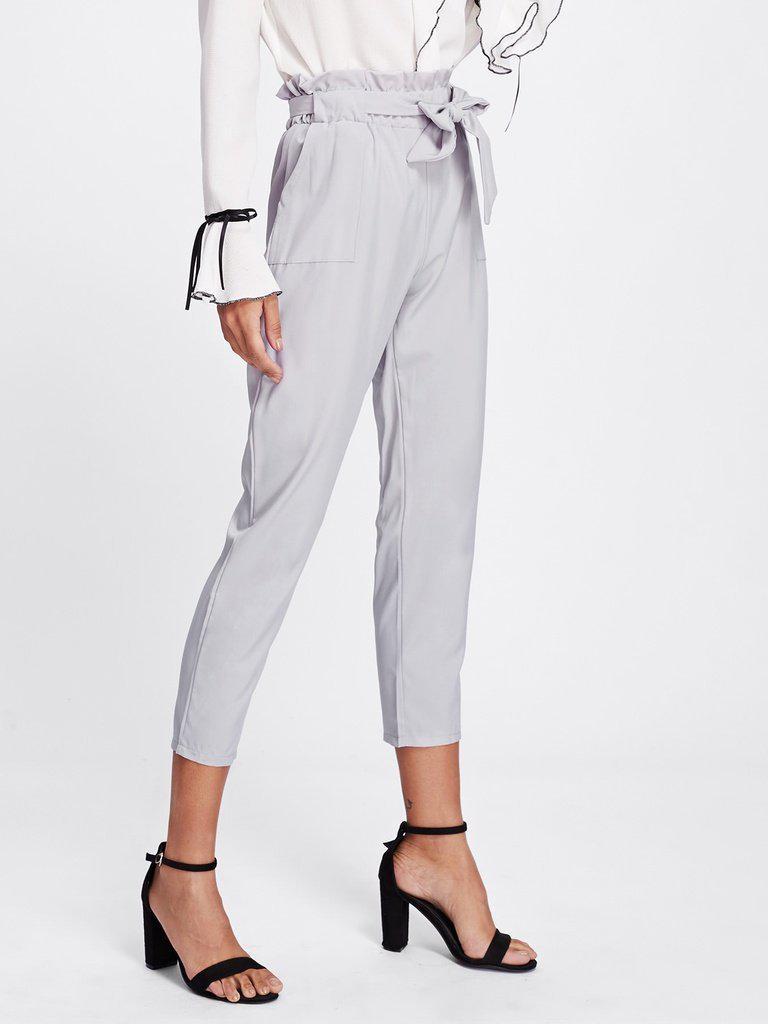 Ruffle Waist Self Tie Capri Pants-bottom-Des Mess