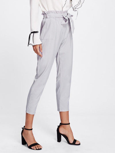 Ruffle Waist Self Tie Capri Pants-bottom-Des Mess