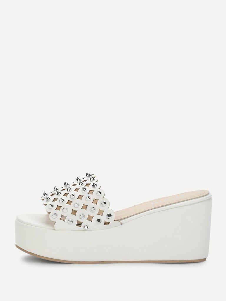 Rivet Cut Out Sandals-shoes-Des Mess