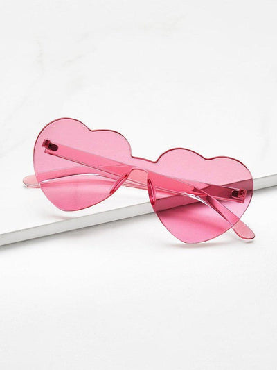 Heart Shaped Lens Rimless Sunglasses-accessories-Des Mess