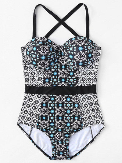 Floral Push Up Swimsuit-swimwear-Des Mess