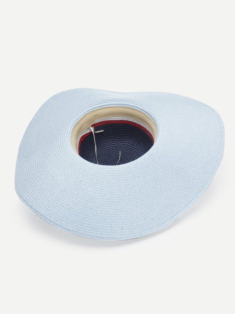 Color Block Design Floppy Hat-accessories-Des Mess