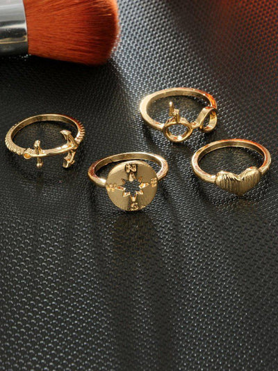 Anchor Design Ring Set 4pcs-jewelry-Des Mess