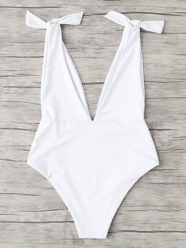 V Plunge Knot Swimsuit-swimwear-Des Mess