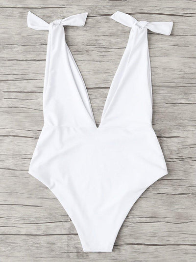 V Plunge Knot Swimsuit-swimwear-Des Mess