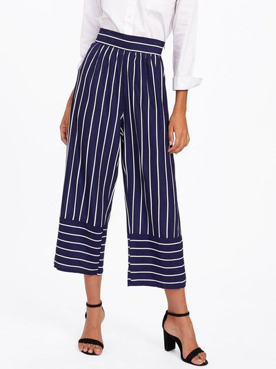 Striped Wide Leg Pants-bottom-Des Mess