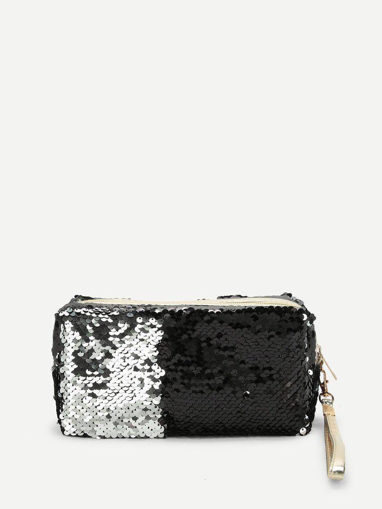 Sequin Makeup Bag With Wristlet-makeup-Des Mess