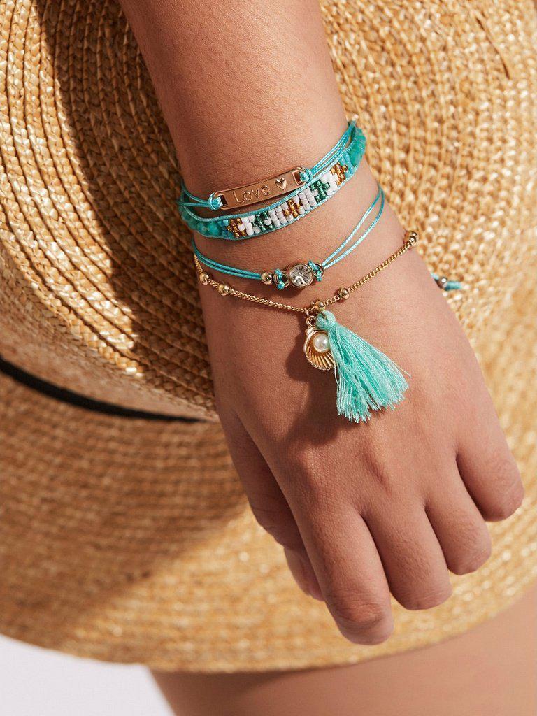 Tassel & Shell Detail Bracelet Set With Jewelry--Des Mess