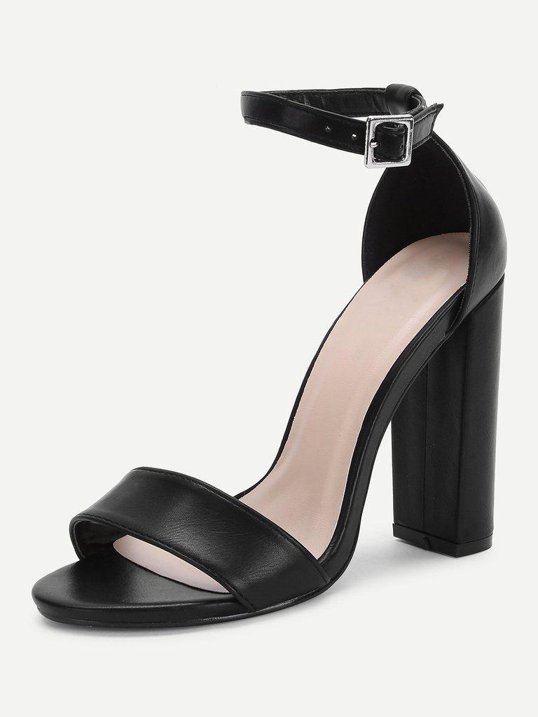 Two Part Ankle Strap PU Heels-shoes-Des Mess