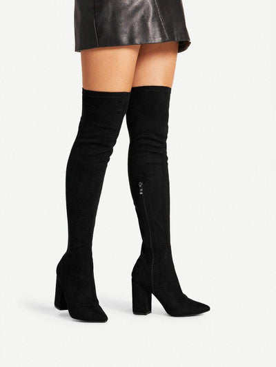 Block Heeled Over The Knee Boots-shoes-Des Mess