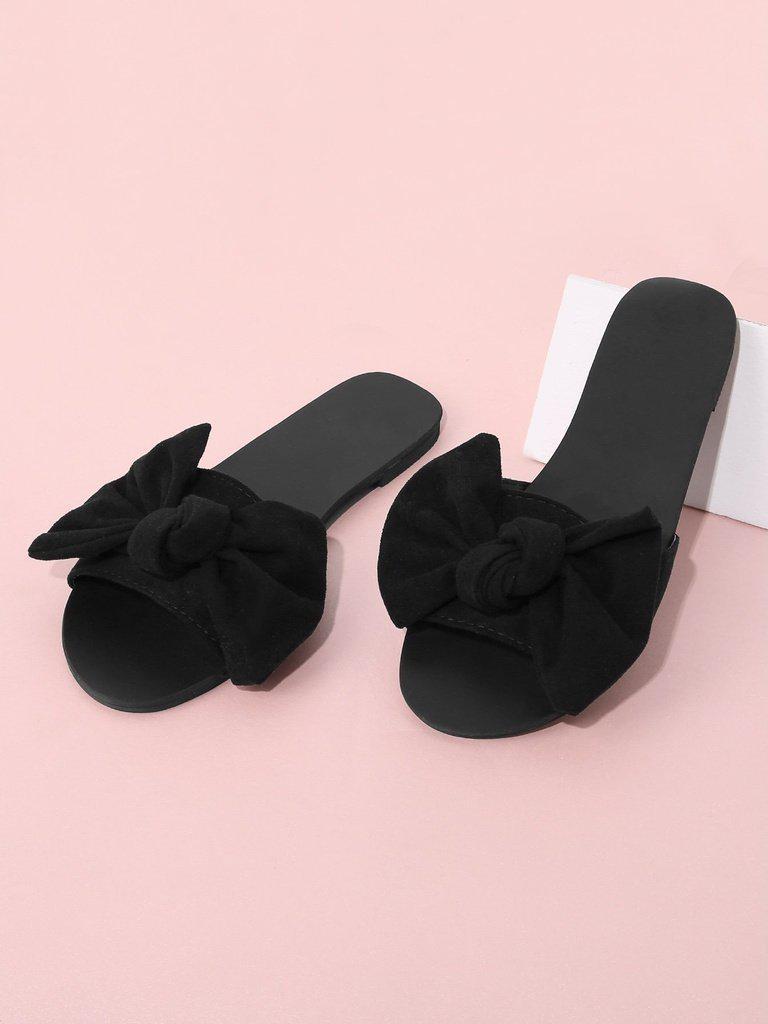 Bow Detail Flat Sandals-shoes-Des Mess