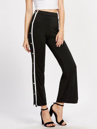 Tape Button Side Pants-bottom-Des Mess