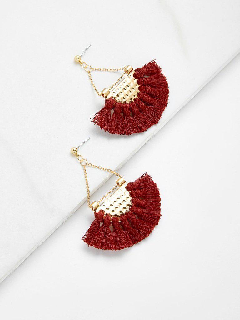 Mini Tassel Fan Shaped Earrings-jewelry-Des Mess