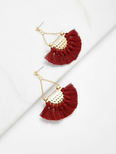 Mini Tassel Fan Shaped Earrings-jewelry-Des Mess