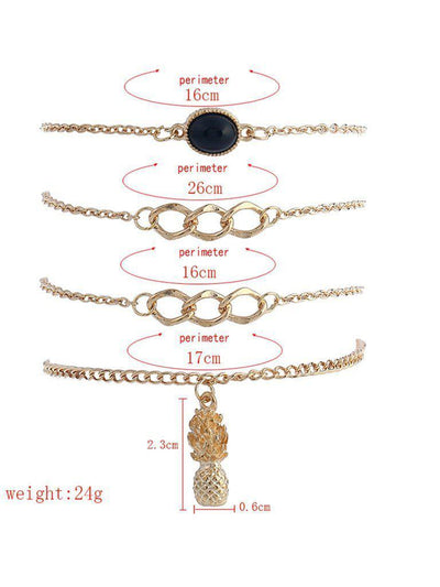 Pineapple Charm Chain Bracelet 4pcs--Des Mess