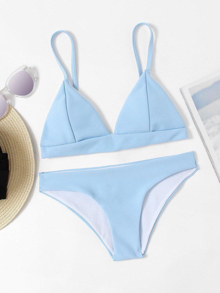 Seam Detail Triangle Bikini Set-swimwear-Des Mess
