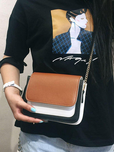 Color Block Flap Chain Bag-accessories-Des Mess