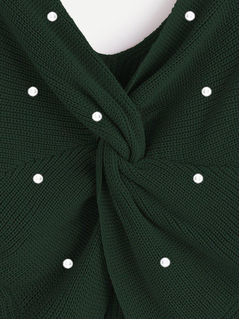 Pearl Beading Twist Infinity Sweater-outerwear-Des Mess