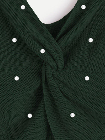 Pearl Beading Twist Infinity Sweater-outerwear-Des Mess