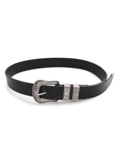 Contrast Buckle Faux Leather Western Belt-accessories-Des Mess