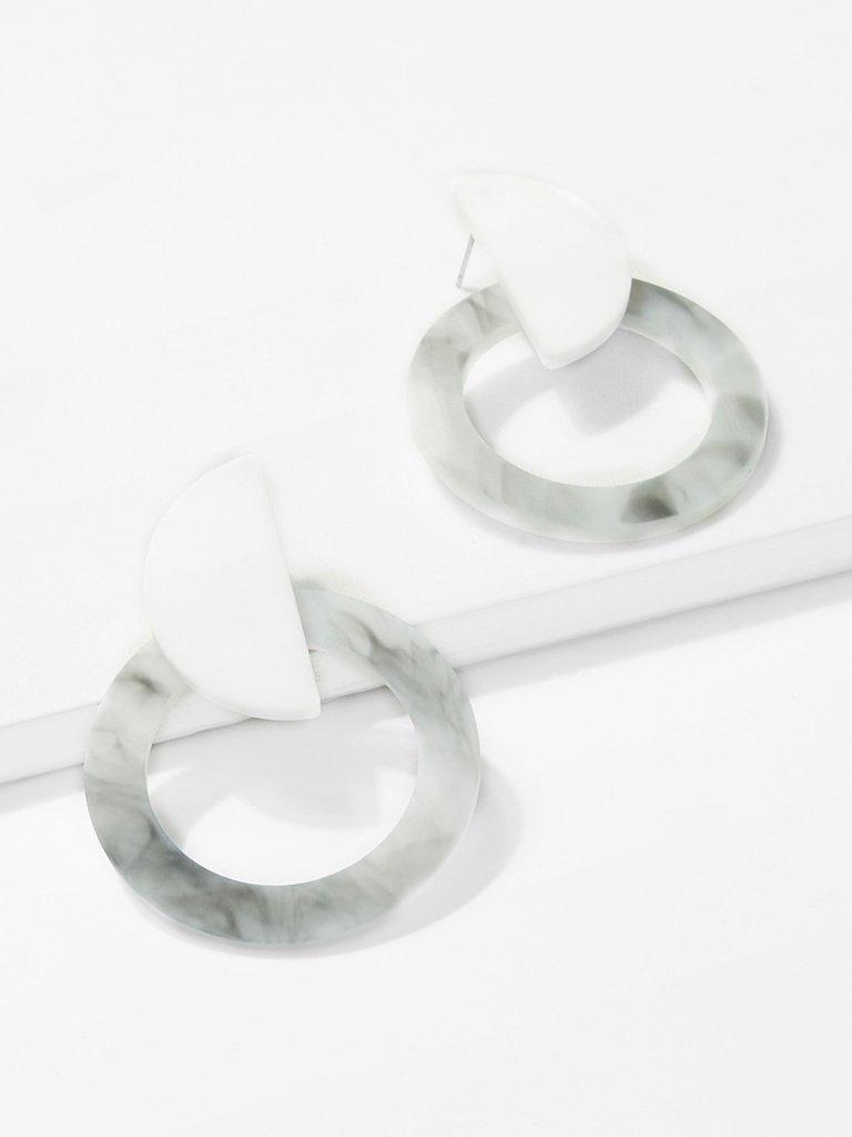 Marble Pattern Hoop Earrings-jewelry-Des Mess