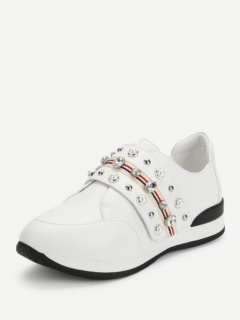 Rhinestone Design Slip On Sneakers-shoes-Des Mess
