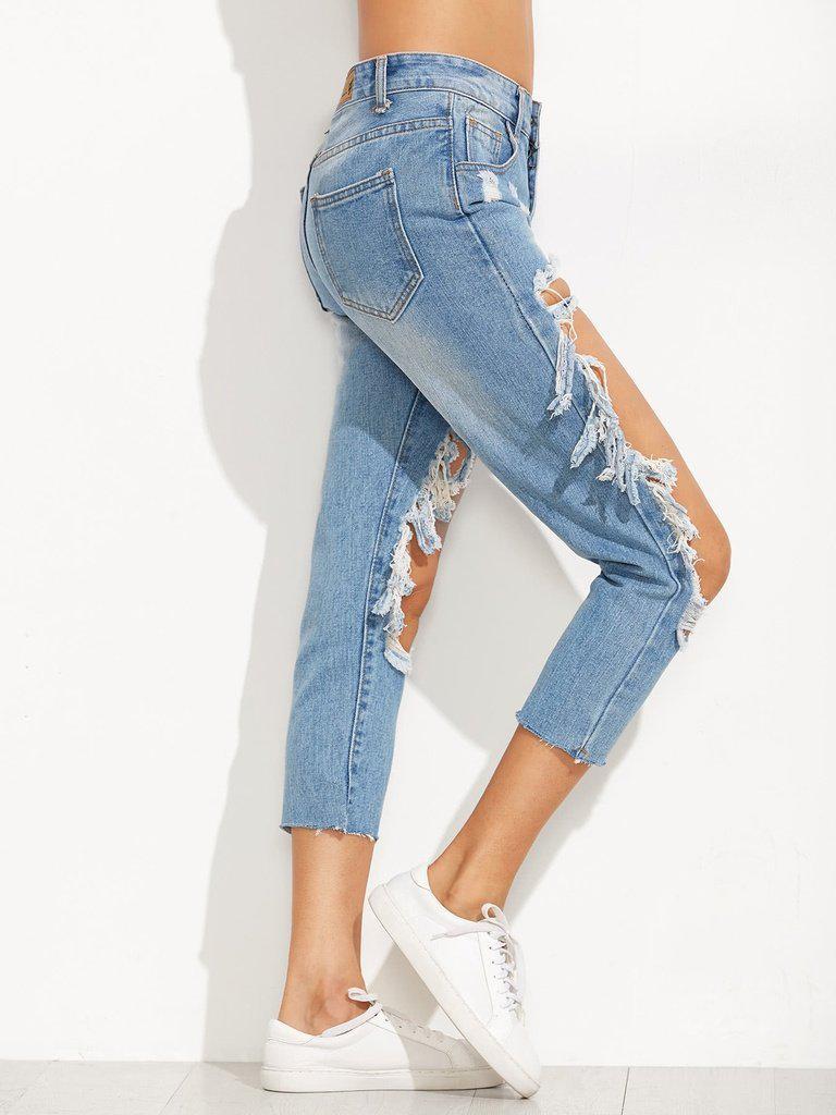 Extreme Distressed Knees Jeans-bottom-Des Mess