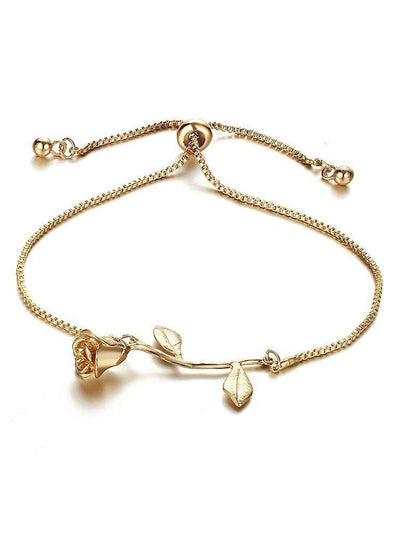 Metal Rose Detail Link Bracelet--Des Mess