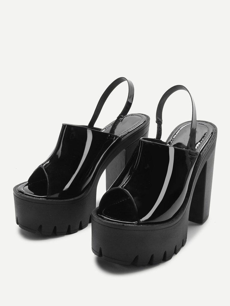 Peep Toe Patent Leather Platform Heels-shoes-Des Mess