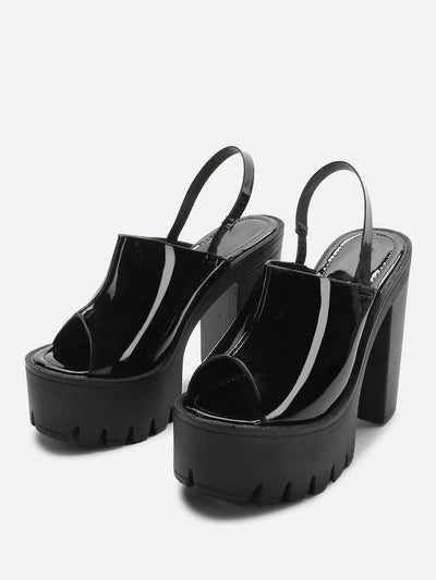 Peep Toe Patent Leather Platform Heels-shoes-Des Mess