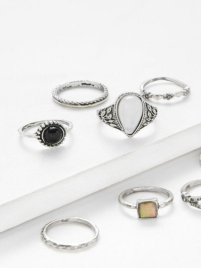 Geometric Design Ring Set 8pcs-jewelry-Des Mess
