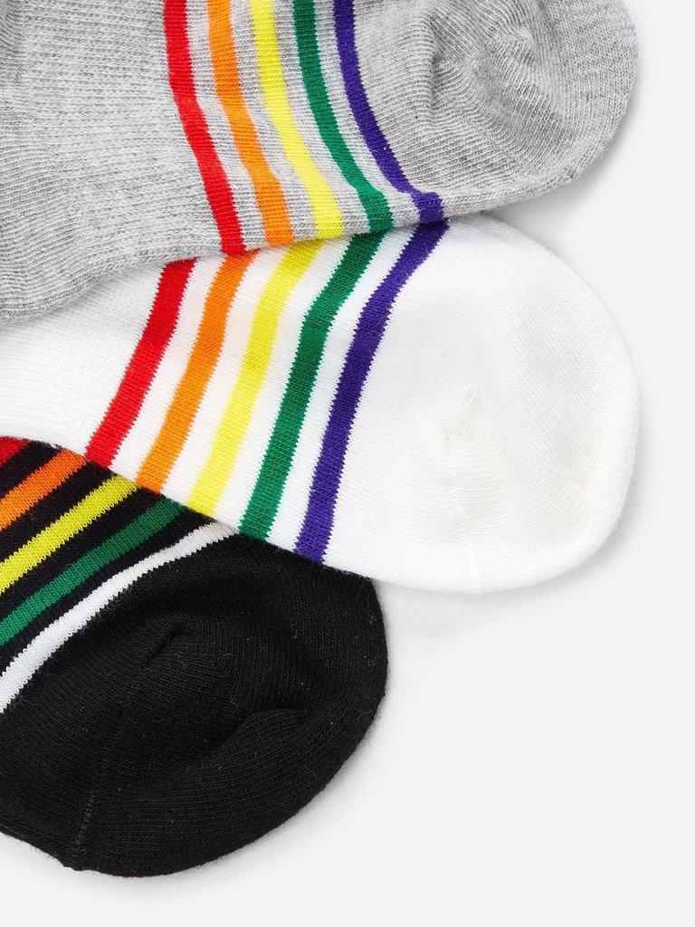 Striped Ankle Socks 3pairs-accessories-Des Mess