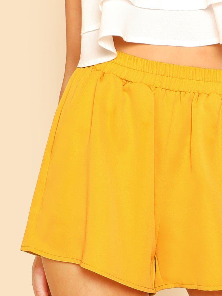 Elasticized Waist Wide Leg Shorts-bottom-Des Mess